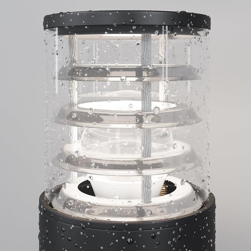 Landscape Lighting Black Aluminum & Clear Glass Cylinder (1× E27, max. 60 W, IP 54) – O576FL‑01B1 | Maytoni