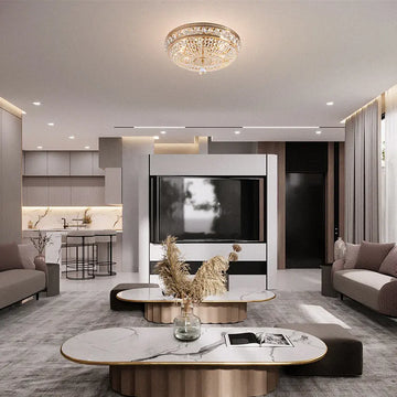 Chandelier, gilded metal frame & crystal pendants & 6 E14 sockets – Ottilia | Maytoni