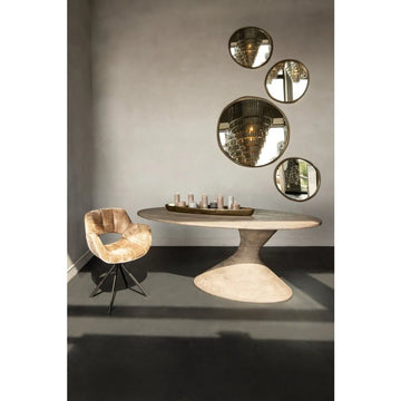 Mango Wood Dining Table with Oval Shape, Grey Finish, and Machine Production – Nemo | PTMD