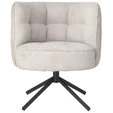 Dining chair in Legacy fabric with upholstered seat and black metal frame - Odin | PTMD