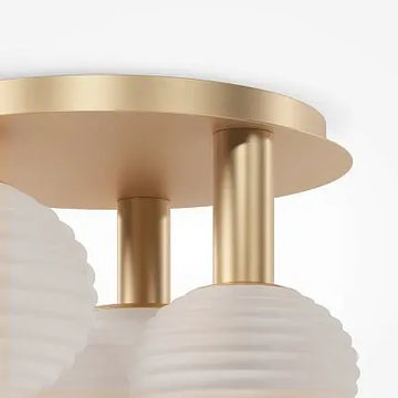Ceiling light gold-colored with ribbed white glass shade and 3×E14 socket – Reels | Maytoni