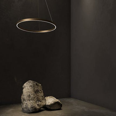 Pendelleuchte mit Messing - Finish, 60 cm Durchmesser, integrierter LED 37 W, 2200 lm, 4000 K, höhenverstellbar – Rim | Maytoni - Esszett Luxury | Stilvolles Wohnen mit Charakter