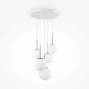 Pendant Light Gold-colored Metal Matte White Glass Spheres Cluster Design – Basic Form | Maytoni