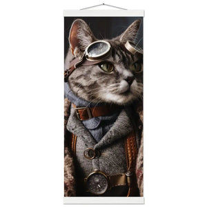 School Poster - Egyptian Mau Cat, Steampunk Outfit, Retro Glasses | St Tropez Art
