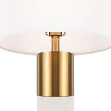 Table Lamp Round Ceramic & Metal Base Brass Finish & Fabric Shade – Bianco | Maytoni
