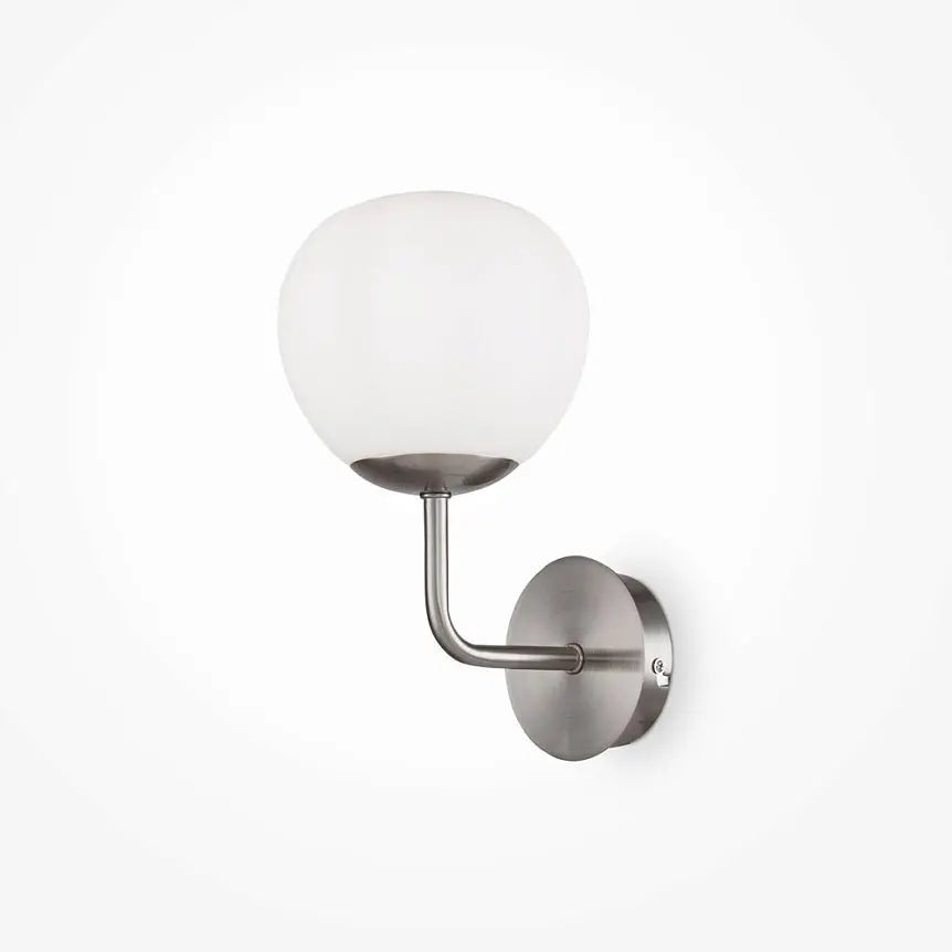 Wall lamp with satin nickel finish and white frosted glass shade – Erich | Maytoni