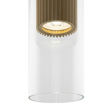 Pendelleuchte Mattgoldenes geriffeltes Aluminiumgehäuse Klarer Glasschirm & GU10 - Fassung – Dynamics | Maytoni - Esszett Luxury | Stilvolles Wohnen mit Charakter