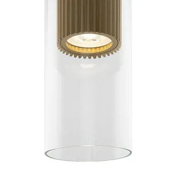 Pendant Lamp Matte Gold Ribbed Aluminum Housing Clear Glass Shade & GU10 Socket – Dynamics | Maytoni
