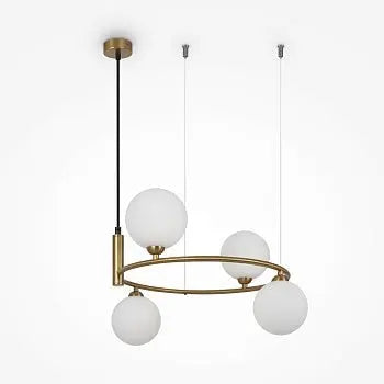 Modern Design Pendant Lamp with Opal Glass Diffusers and Brass Finish – Ring | Maytoni