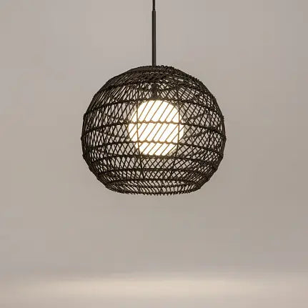 Pendant light braided basket white glass diffuser – Cane | Maytoni