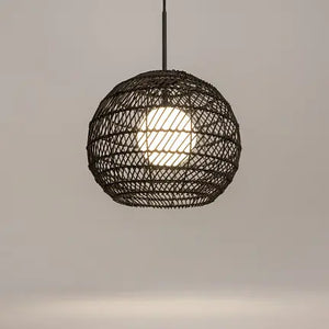 Pendant light braided basket white glass diffuser – Cane | Maytoni