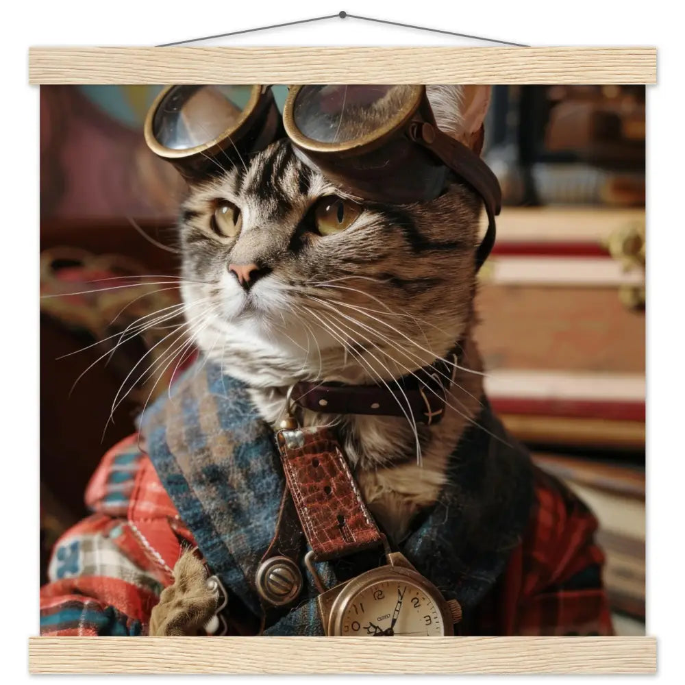 Schulposter – Bombay Katze, Steampunk-Outfit, antike Taschenuhr | St Tropez Art