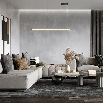 Pendant Lamp Minimalist Design Made of Black Metal Linear Design & Integrated LED – Halo | Maytoni