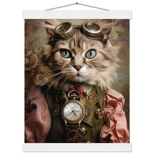 School Poster - Ocicat Cat, Steampunk Outfit, Antique Pocket Watch | St Tropez Art
