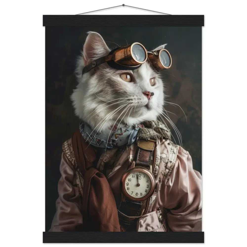 Schulposter – Javanische-Katze Motiv, Steampunk-Kunstmotiv, Magnetische Holzaufhängung | St Tropez Art