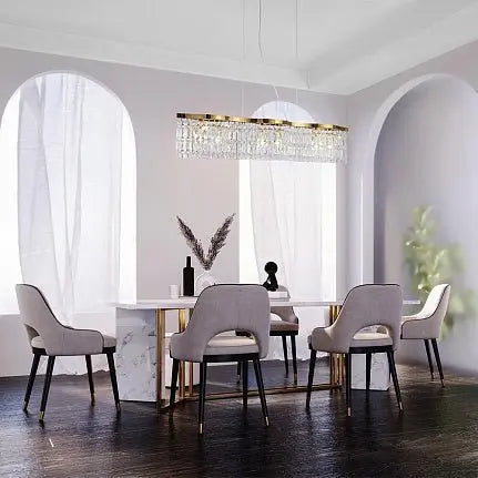 Pendant lamp with gold-coloured metal frame and crystal glass shades (6 × E14, max. 60 W, height adjustable 38–138 cm) in a luxurious design – Dune | Maytoni