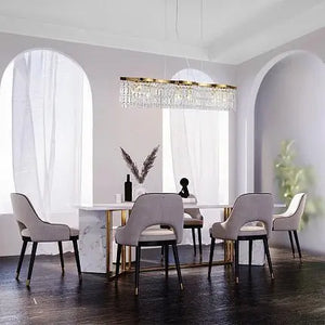 Pendant lamp with gold-coloured metal frame and crystal glass shades (6 × E14, max. 60 W, height adjustable 38–138 cm) in a luxurious design – Dune | Maytoni