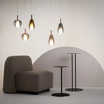 Pendant lamp Mirrored Gold Geometric Glass Shade, Opal Glass Inner Shade & Black Metal Base – Duality | Maytoni