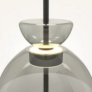 Pendant Lamp Matte Black Metal Frame Smoke Grey Oval Glass LED 12W 3000K – Bangkok | Maytoni