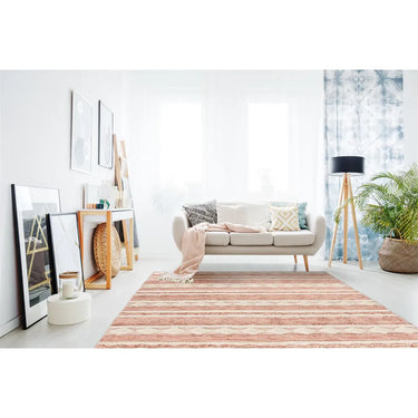 Teppich – Rosa Creme Wolle, Weiche Struktur, Edles Design, 290 cm - Bohist 225 | Kayoom