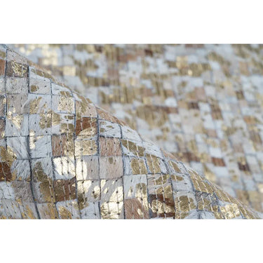 Teppich – Weiß Silber, Patchwork Design, Metall Effekt, 290 cm - Finish 125 | Kayoom