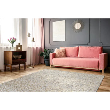 Teppich – Weiß Silber, Patchwork Design, Metall Effekt, 290 cm - Finish 125 | Kayoom