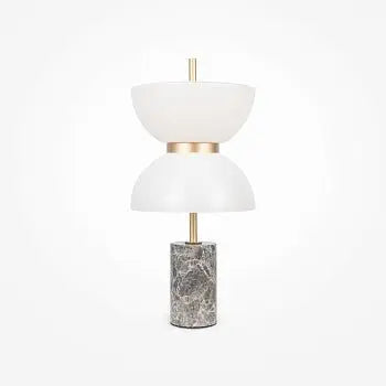 Table Lamp with Grey Marble Base, Gold Metal Arm & White Glass Diffuser – Kyoto | Maytoni