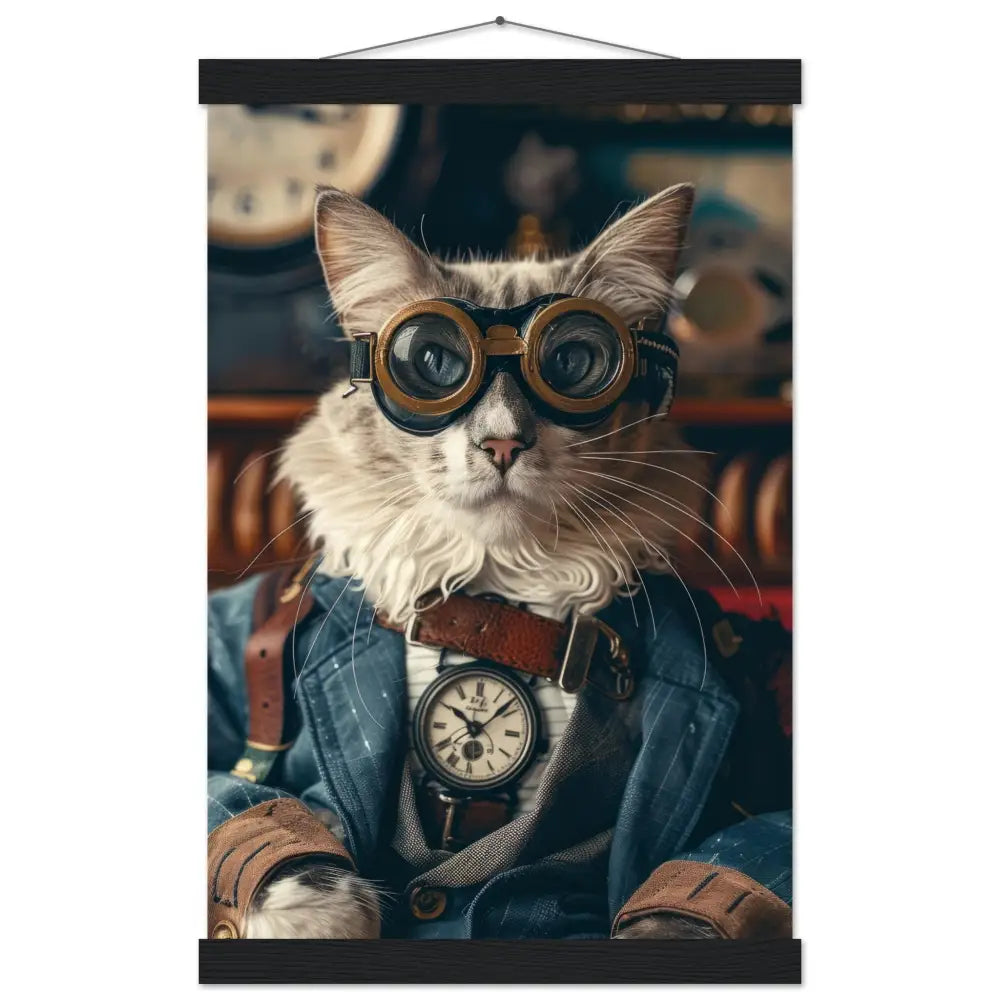 School Poster - Singapura Cat, Steampunk Outfit, Retro Glasses | St Tropez Art