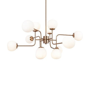 Chandelier in Messing - Metall Satiniertes Weißglas Höhenverstellbar – Erich| Maytoni - Esszett Luxury | Stilvolles Wohnen mit Charakter