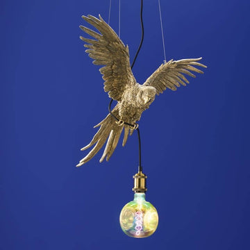 Deckenleuchte – Skulpturales Design, Exotisches Tiermotiv, Polyresin-Konstruktion, Goldenes Finish – Parrot Percy | WERNS
