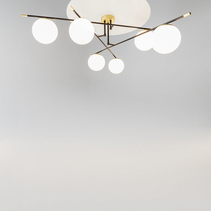 Ceiling light gold-black opal glass shades 6×E14 – MOD048CL-06G | Maytoni