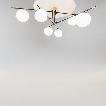 Ceiling light gold-black opal glass shades 6×E14 – MOD048CL-06G | Maytoni
