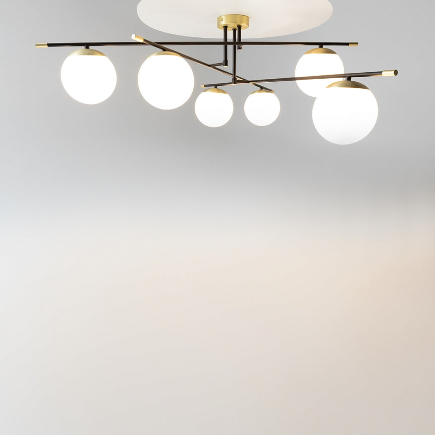Ceiling light gold-black opal glass shades 6×E14 – MOD048CL-06G | Maytoni