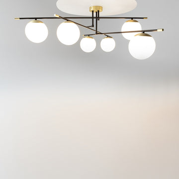 Ceiling light gold-black opal glass shades 6×E14 – MOD048CL-06G | Maytoni