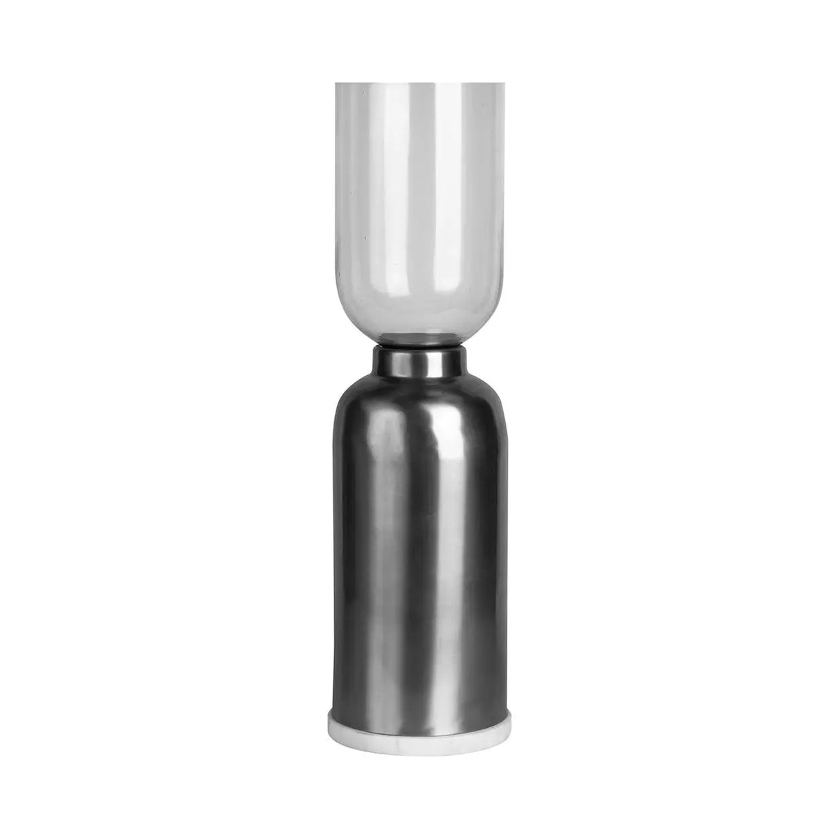 Kerzenhalter – Schwarzes Metall, Hoher Zylinder, Marmor Sockel - Shanti 125 | Kayoom