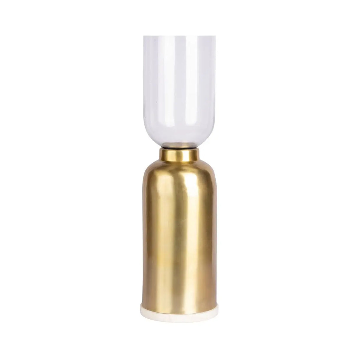 Kerzenhalter – Goldenes Metall, Hoher Zylinder, Marmor Sockel - Shanti 125 | Kayoom