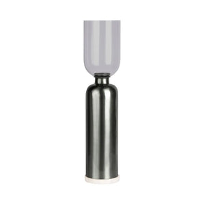 Kerzenhalter – Schwarzes Metall, Hoher Zylinder, Fester Marmorsockel - Shanti 225 | Kayoom