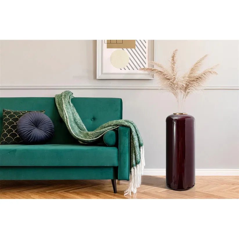 Vase im Art - Deco - Stil mit goldener Struktur beerenfarbener Oberfläche und eleganter Form – Art Deco 205 | Kayoom - Esszett Luxury | Stilvolles Wohnen mit Charakter