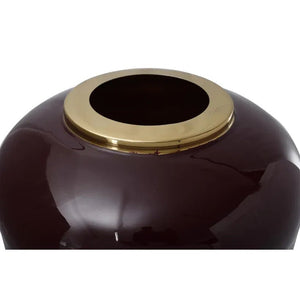 Vase im Art - Deco - Stil mit goldener Struktur beerenfarbener Oberfläche und eleganter Form – Art Deco 205 | Kayoom - Esszett Luxury | Stilvolles Wohnen mit Charakter