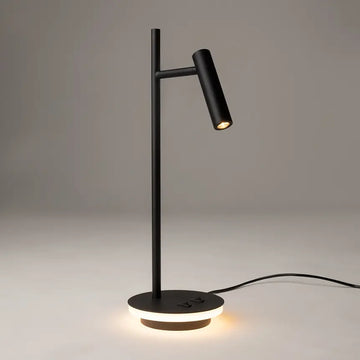 Table lamp Black metal frame Cylindrical LED spot & Illuminated base – Estudo | Maytoni