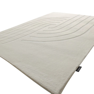 Teppich – Kurzflor Design, Geprägtes Linienmuster, Creme Farbton, 80 x 150 cm - Peace 725 | Kayoom