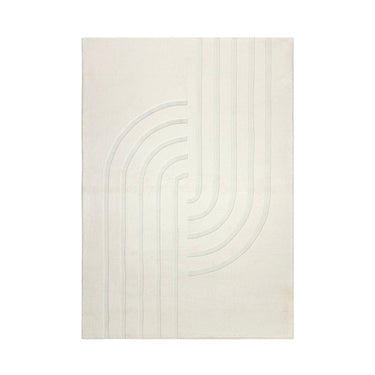 Teppich – Kurzflor Design, Geprägtes Linienmuster, Creme Farbton, 160 x 230 cm - Peace 725 | Kayoom