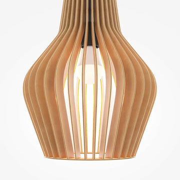 Pendant Lamp Black Metal & Wood Modern Design & Integrated LED – Roots | Maytoni