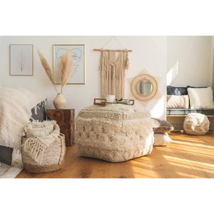 Hocker Wolle Handgefertigt Boho - Design Fransen & Quasten – Bohist 125 | Kayoom - Esszett Luxury | Stilvolles Wohnen mit Charakter