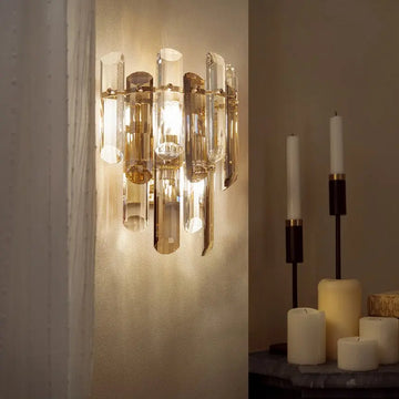 Wall Light with Crystal Ribbed Glass and Gold Finish – Flare | Maytoni