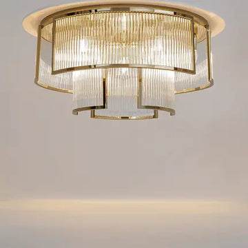 Deckenleuchte – Goldfarbenes Metall, 6× E14 Fassung, Glasschirme, Höhe 28,2 cm - Frame | Maytoni