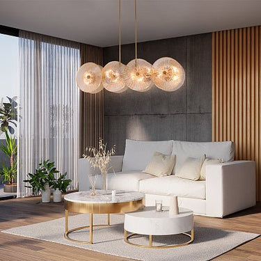 Pendelleuchte Goldfarbener Metallrahmen 8 Bernsteinglas - Ovale 8×E14 40 W – Aster | Maytoni - Esszett Luxury | Stilvolles Wohnen mit Charakter