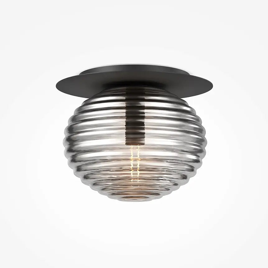 Deckenleuchte – Schwarzes Metall, Glasschirm, 1× E27, Ø35 cm - Reels | Maytoni