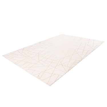 Teppich – Geometrisches Muster, Goldene Linien, Cremefarbener Grundton, 160 x 230 cm - Bijou 125 | Kayoom