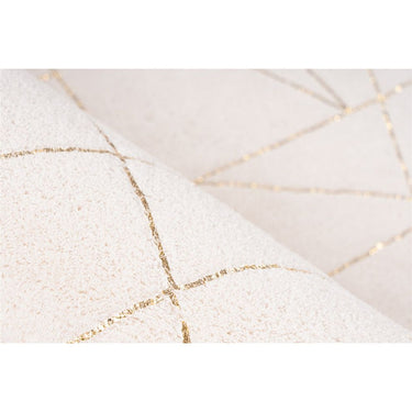 Teppich – Geometrisches Muster, Goldene Linien, Cremefarbener Grundton, 120 x 170 cm - Bijou 125 | Kayoom